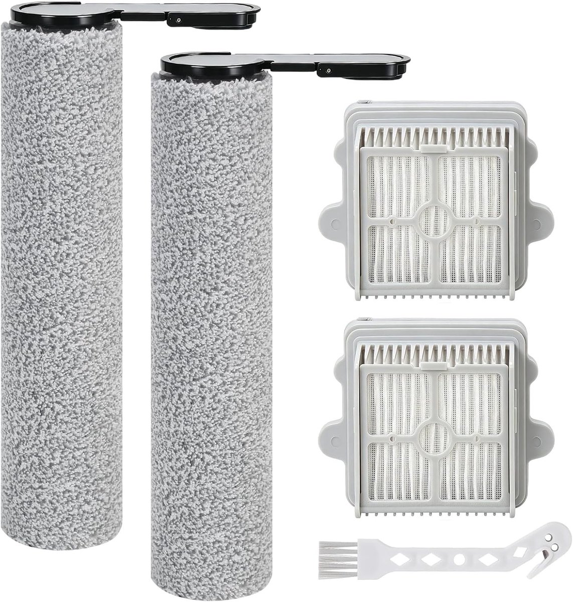 Reserveborstelrol en HEPA-filter voor nat- en droogstofzuiger, accessoires, vervangingsonderdelen, stofzuigeraccessoires, complete set met 2 borstelrollen en 2 filters