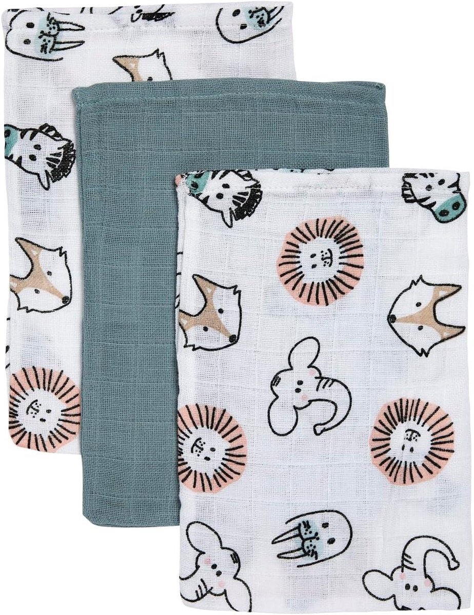 Hydrofiele Washandjes - Baby Wasdoekjes - Baby Verzorging - 100% Katoen - Set van 3 - Meerkleurig