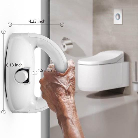 2 Stuks Badhandgrepen met Zuignappen, Veiligheidsgrepen voor Douche en Badkamer, Antislip en Stevig — afbeelding 2