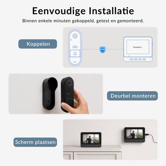 Draadloze Video Deurbel met Camera - 2.4GHz Zonder WiFi & App - IP65 Waterdicht - Nachtzicht & Tweeweg Audio - Automatische Foto & Video - Geen Abonnement — afbeelding 5