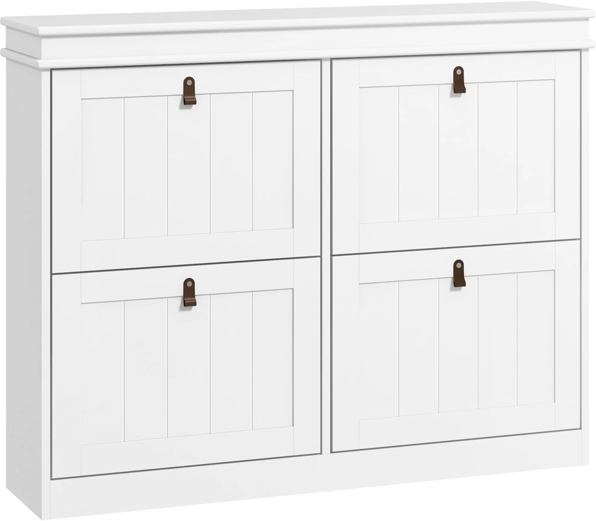 Archi Schoenenkast – Schoenenrek - Met 4 Kantelvakken – Tot 20 Paar – 105 x 24 x 82,5 cm - Wit