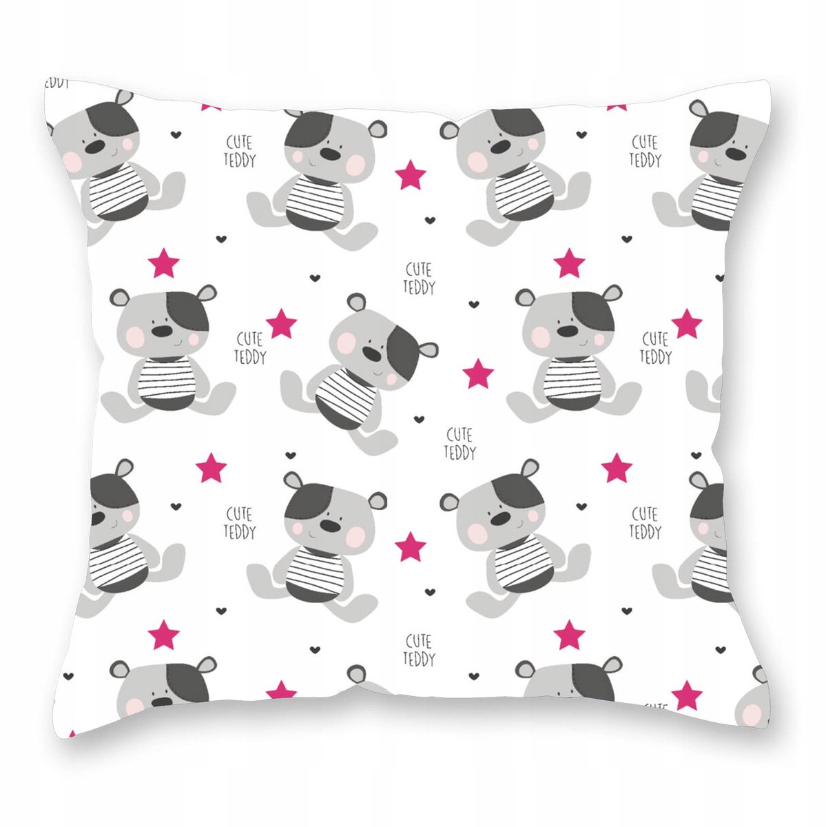 Katoenen Kussensloop 40x40cm Wit met Berenprint - Ritssluiting