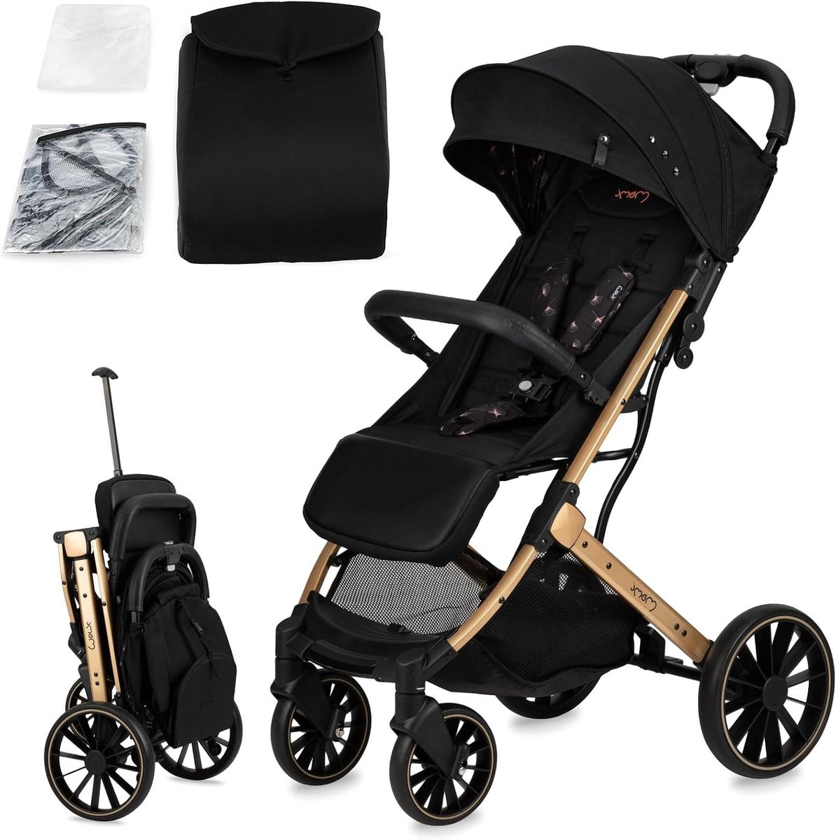 Buggy - Kinderwagen - Onderweg met baby - Compact inklapbaar - Tot 22 kg - Zwart