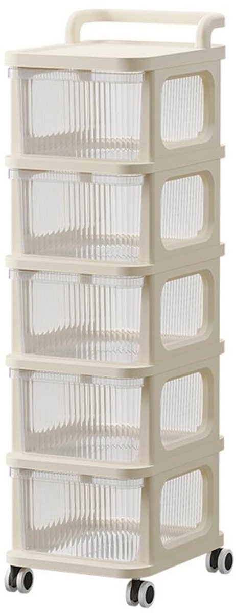 Solidchoice- Opbergrek 5-lagen op wielen - Opbergrek kunststof - Opbergkar - Opbergtrolley - Organizer voor woonkamer/slaapkamer/gang