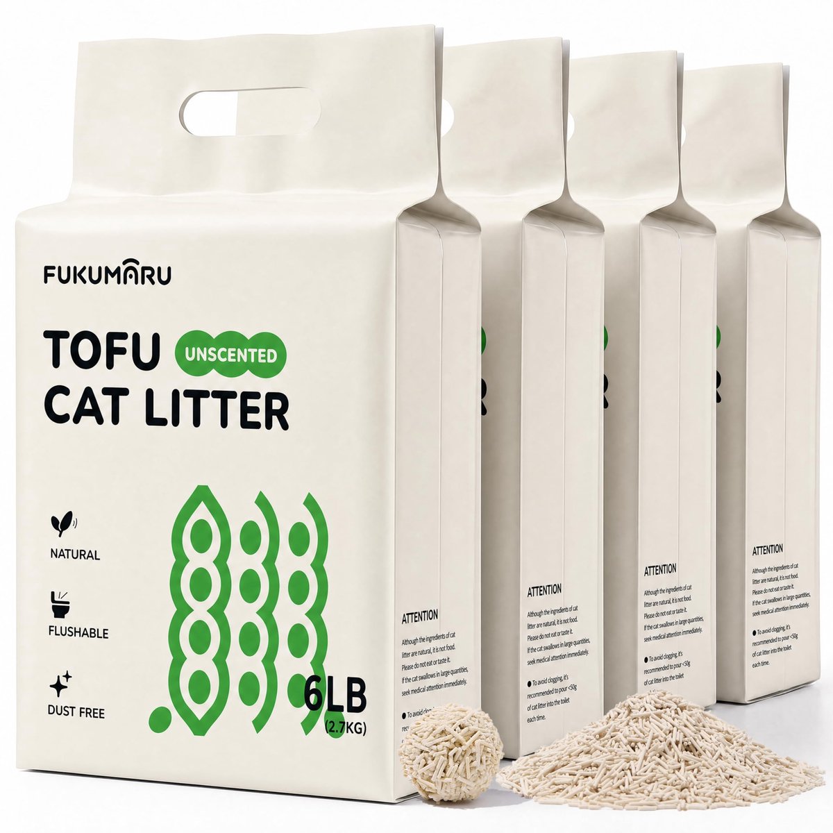 Solidchoice - Tofu Kattenbakkorrels, Geurvrij en Snelle Klontvorming, Natuurlijke Groentekorrels 10.8kg