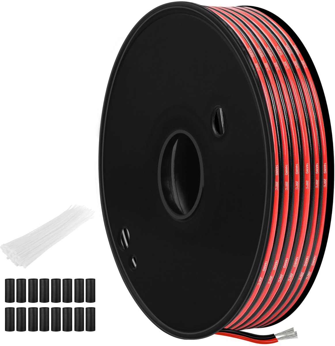 Solidchoice - Siliconen Dubbelkernige Kabel - Rood-Zwart - 14 AWG - 15 Meter