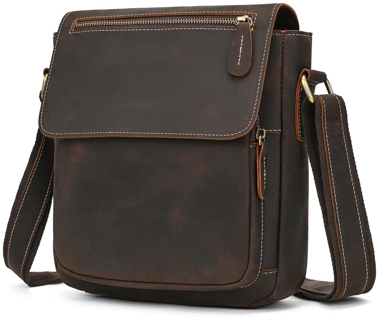 Solidchoice - Vintage Leren Schoudertas voor Mannen, 9.7 Inch