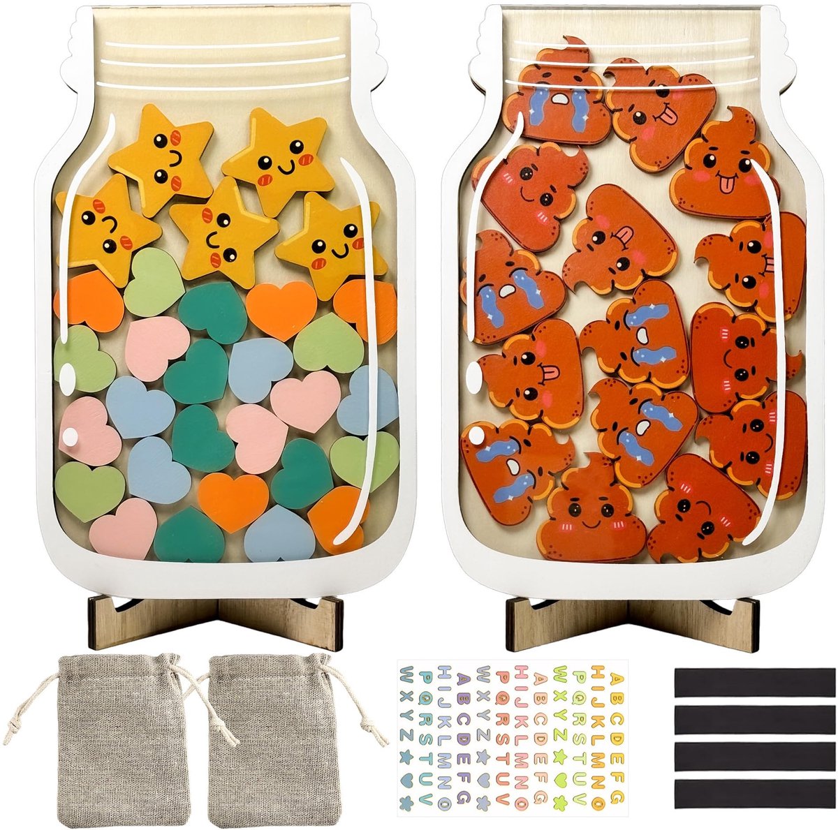 Solidchoice - Kinderen Beloningssysteem met Glazen Pot en Stickers