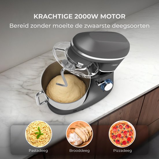 Keukenmachine - Mixer Robot - Bakken en Mixen - Krachtige 2000W Motor - 6.2 Liter Kom - Antraciet — afbeelding 3