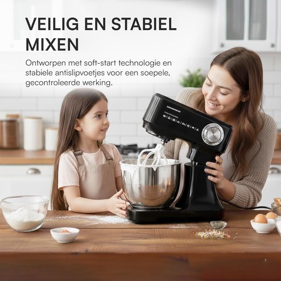Keukenmachine - Mixer - Bakken en Koken - 12 Snelheden - 3.5L Kom - Zwart — afbeelding 3