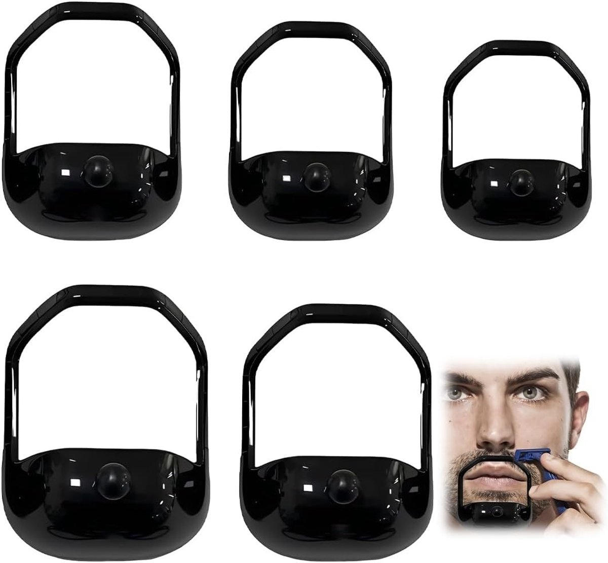 5 Stuks Barba Modellatore - Attrezzo voor Styling en Contour, Plastic Accessoire voor Mannen, Ideaal voor Perfecte Scheerresultaten