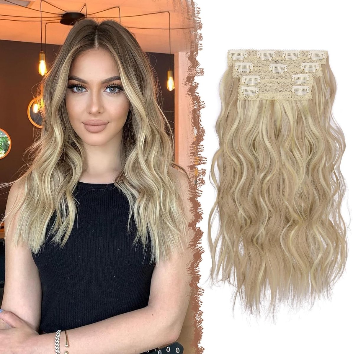 Clip-in Golvende Haar Extensions van Synthetisch Haar voor Vrouwen - Perfect voor Volume en Lengte