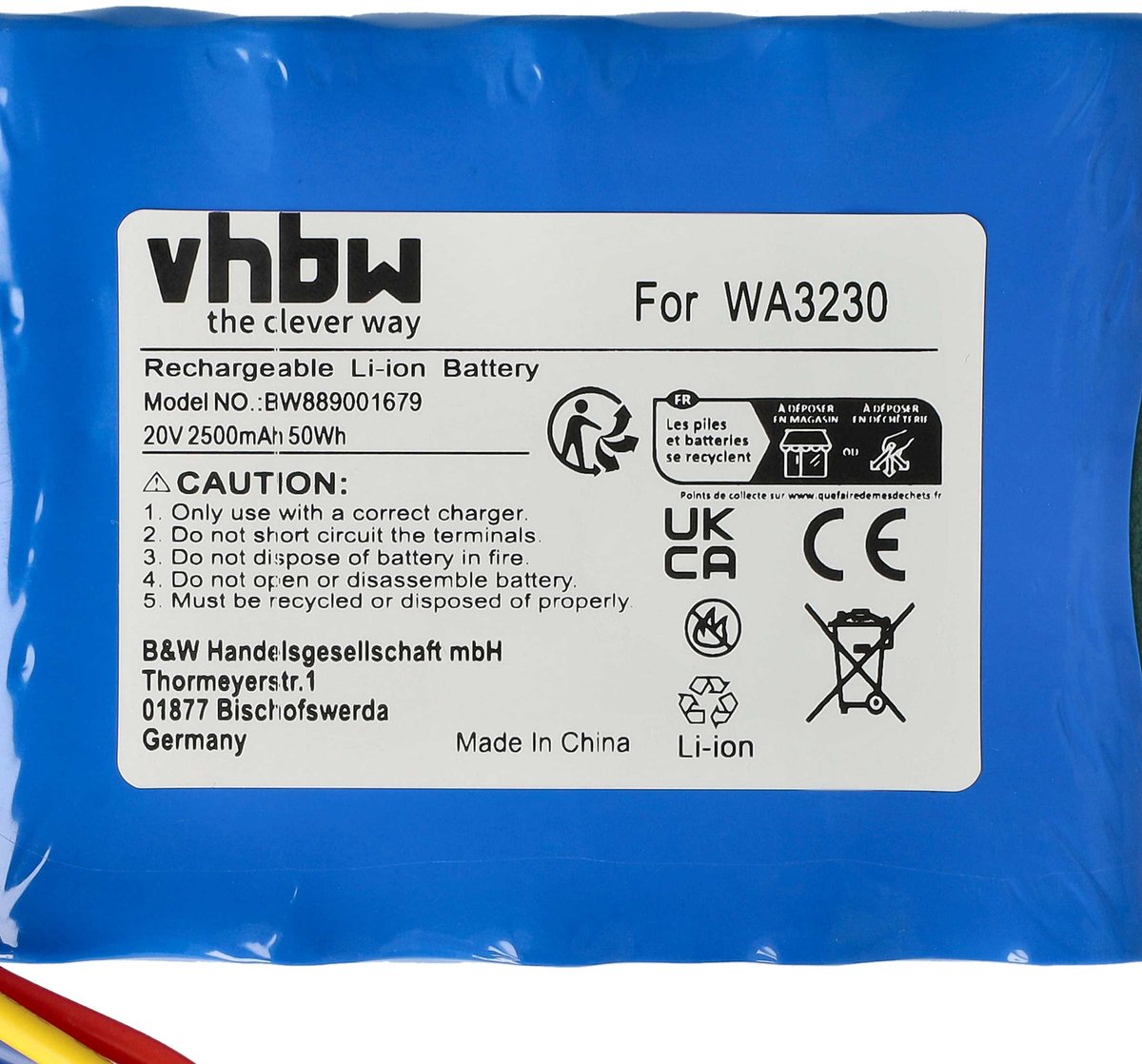vhbw-vervangingsaccu voor Worx 50032774, 50032492, WA3231, WA3230 voor grasmaaiers (2500 mAh, 20 V Li-ion) thumbnail 3