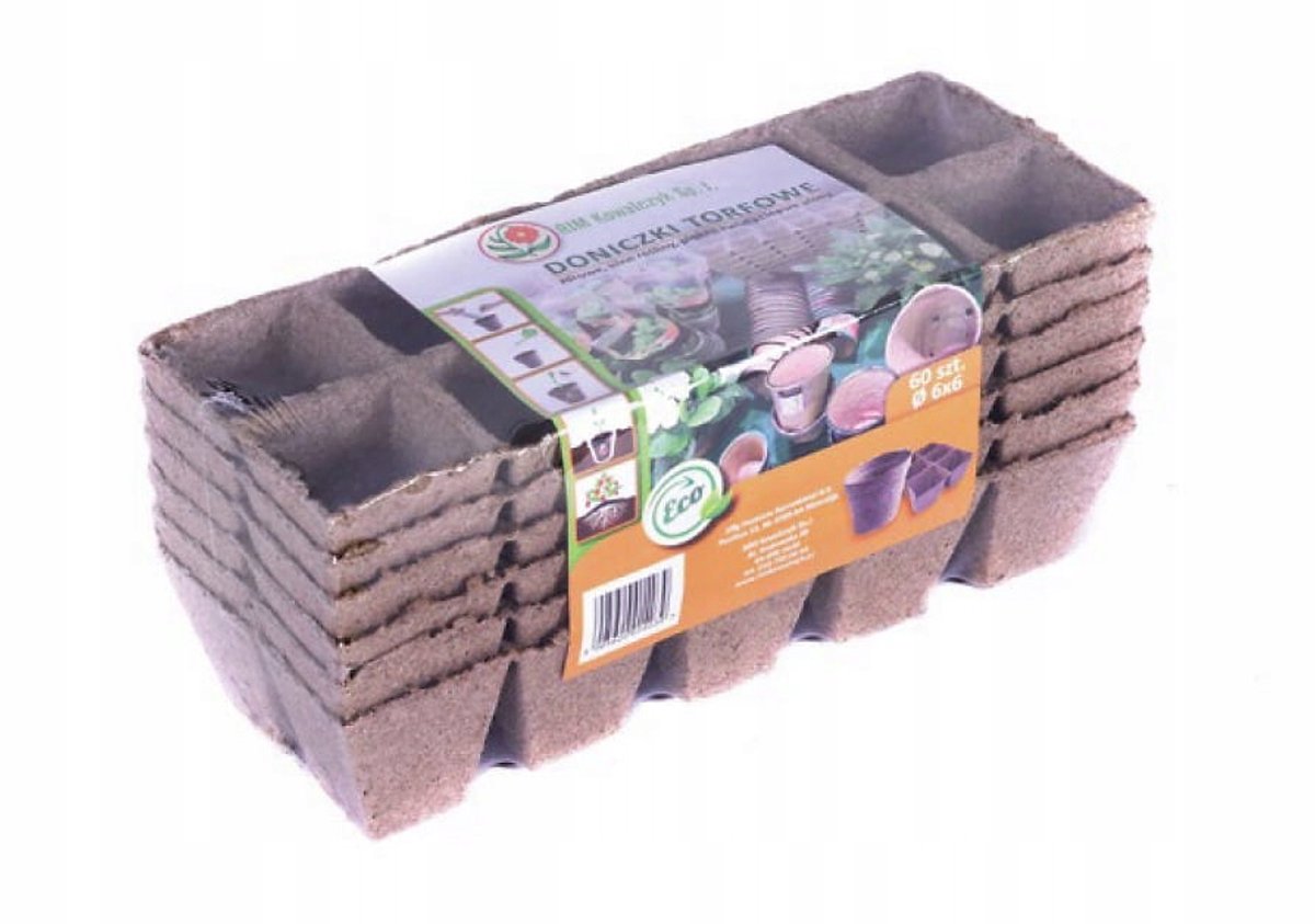 60x JIFFY Turfpotten Vierkant 6x6cm - Biologisch Afbreekbaar
