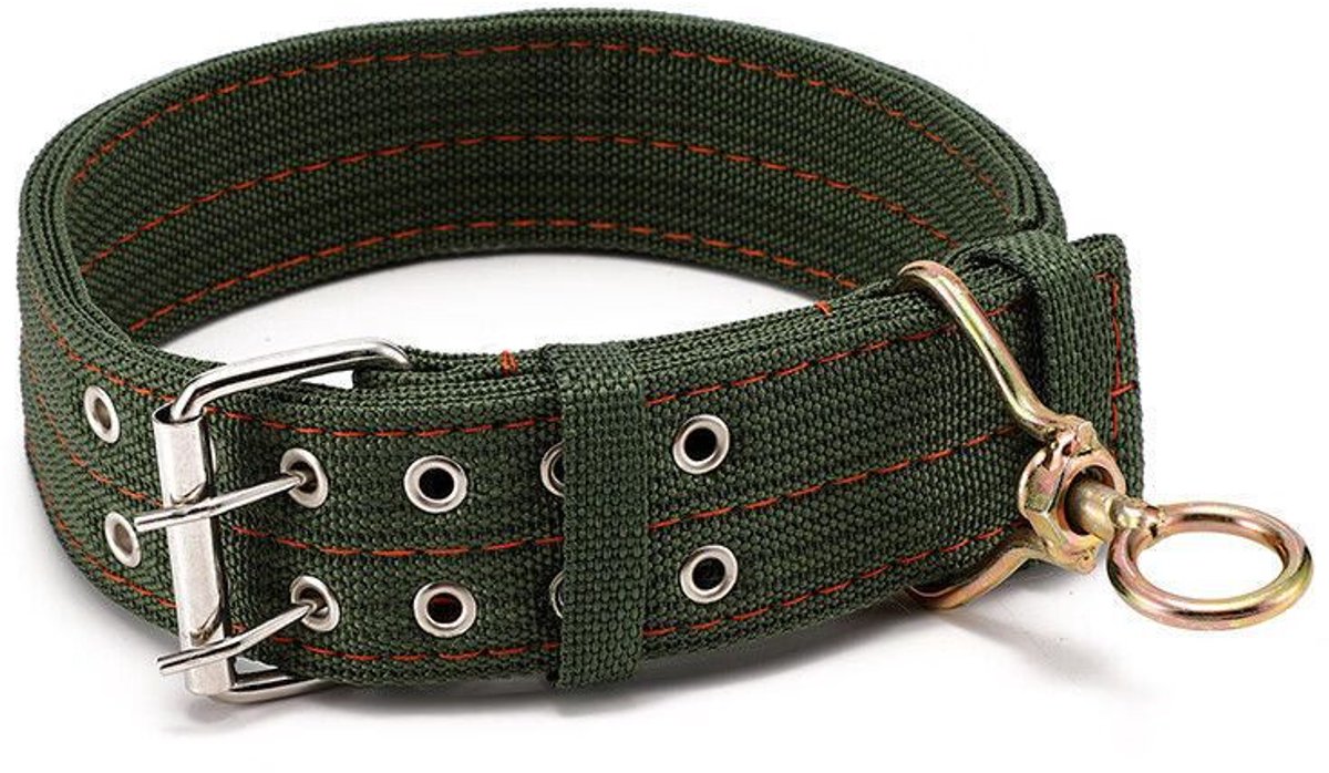 LISM-Schapenhalsband met antislip, verstelbare draaibare gesp; aanlijnhalsband Geschikt voor geiten met twee rijen metalen gespen en een aanlijnketting (L).