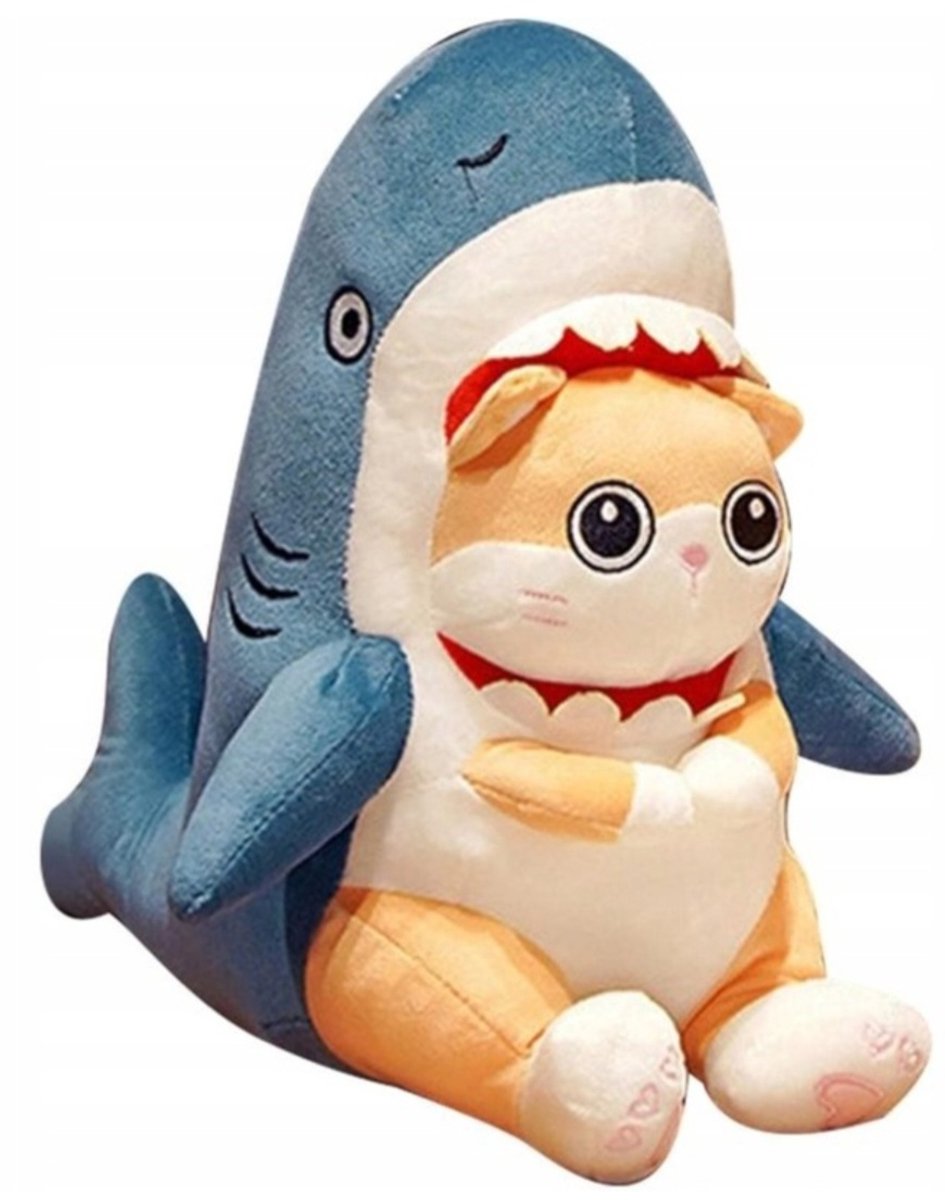 Knuffel Haai met Dekentje - Polyester - Blauw - 50cm