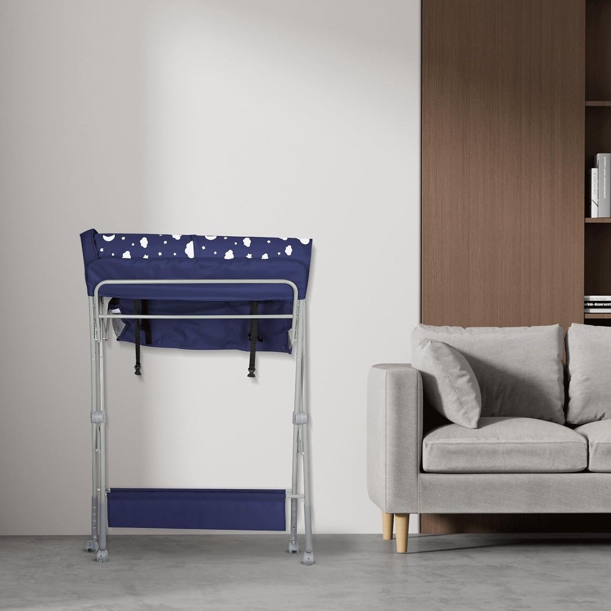 Baby Verschoontafel - Commode met wielen - Babyverzorging Thuis - Opvouwbaar en Verstelbaar - 80 x 58 x 90 cm