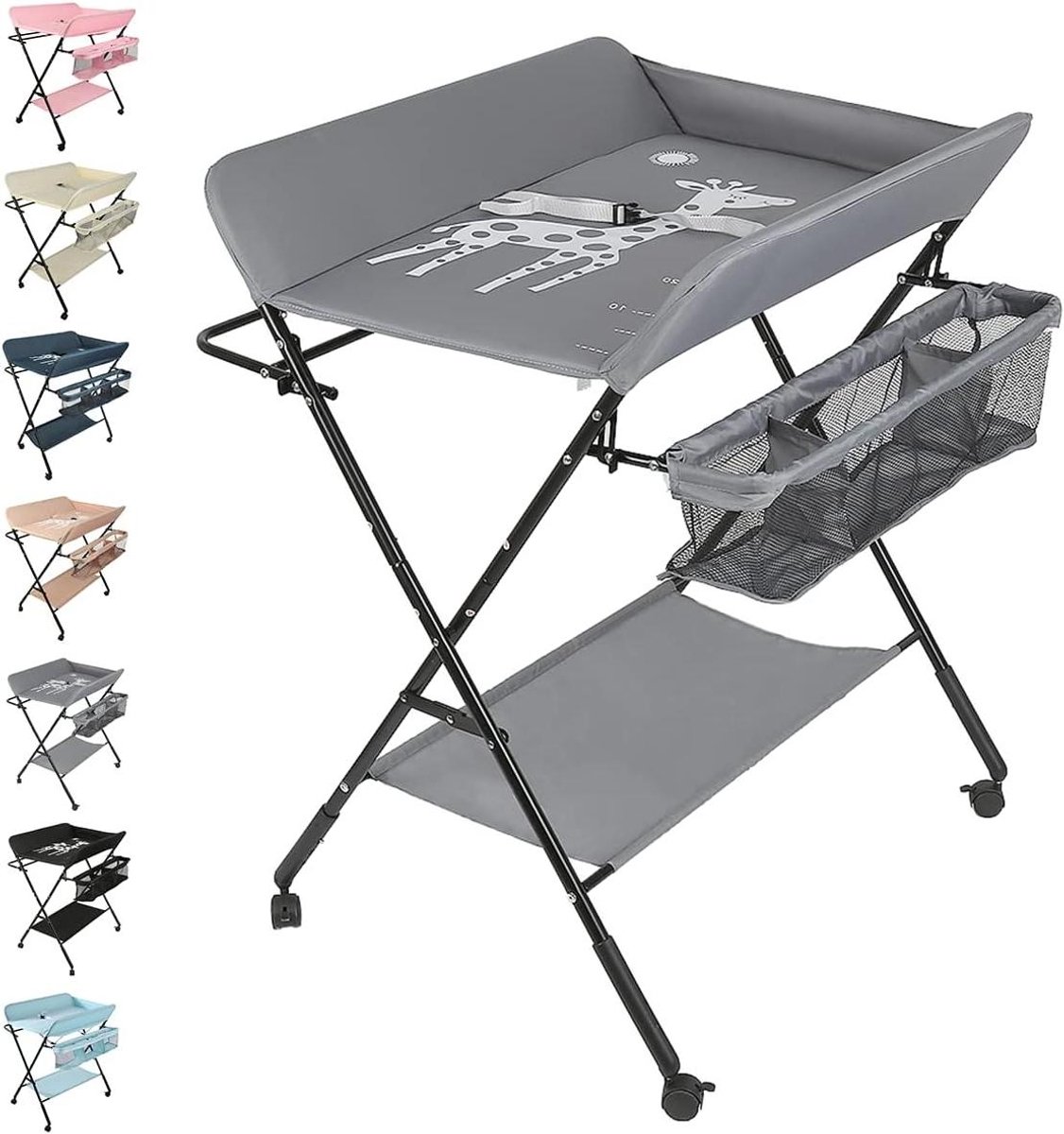 Baby Verschoontafel - Luiertafel Opvouwbaar - Baby Verzorging - In Hoogte Verstelbaar - 74 x 63 cm - Grijs
