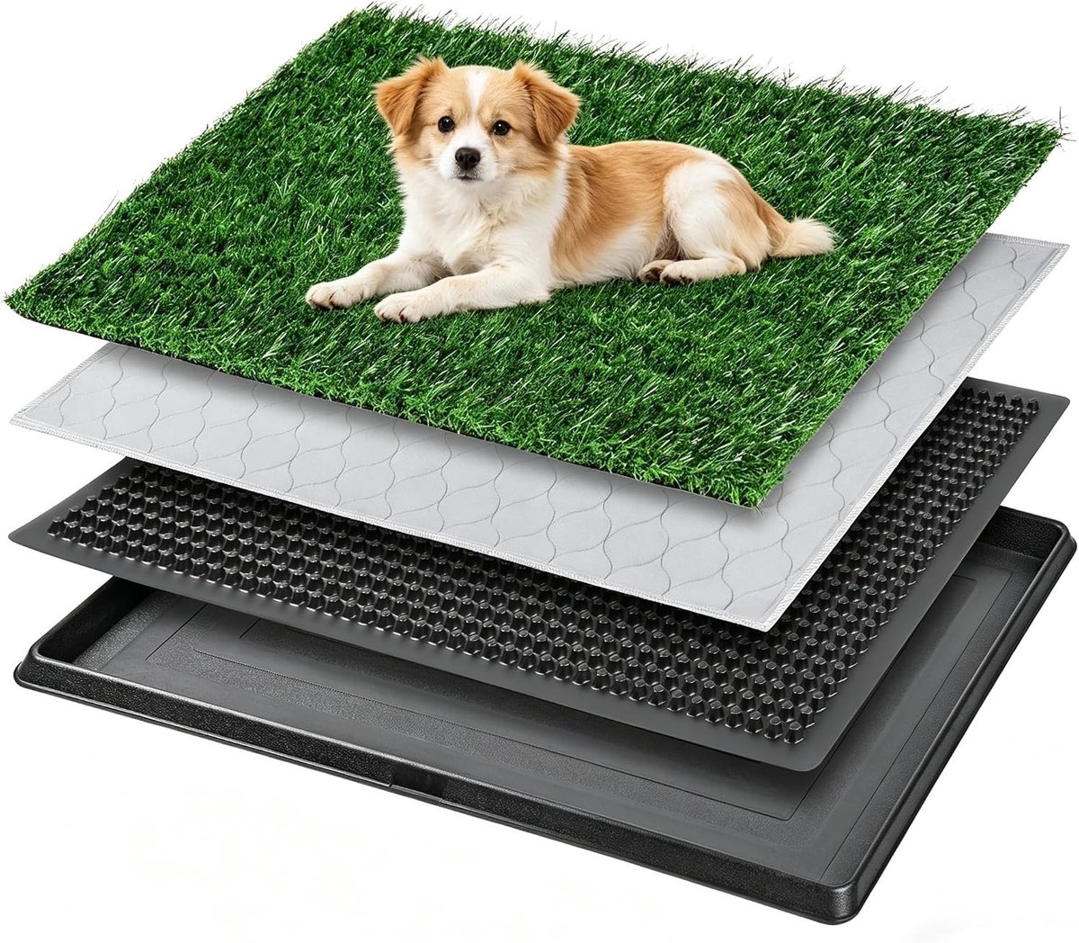 Kunstgras Hondentoilet en Kattenbak 60 × 90 cm, Herbruikbare Training Mat voor Binnen en Buiten, Geschikt voor Kleine en Grote Honden en Oudere Honden