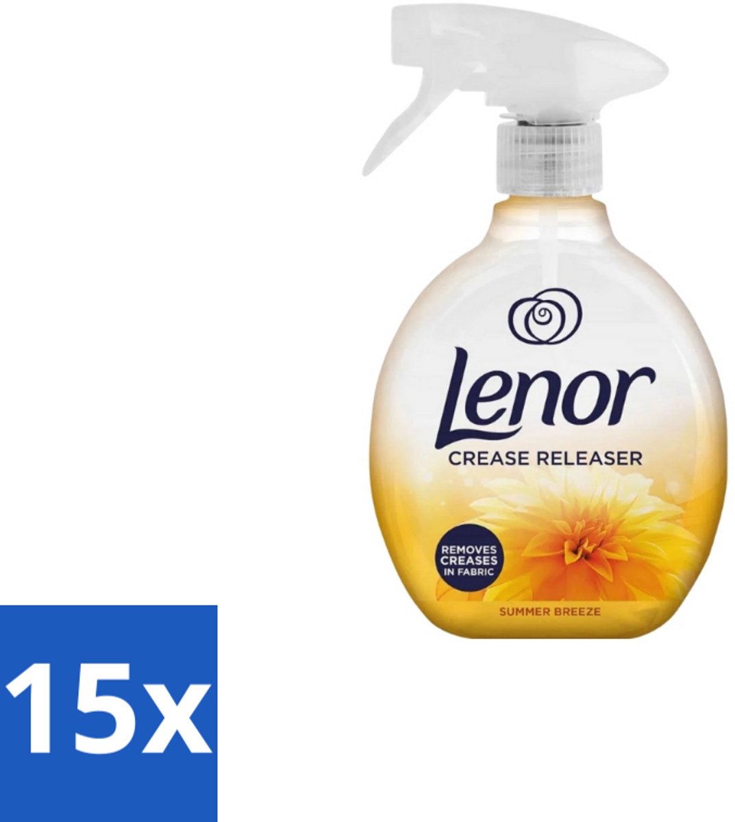 15 x Lenor – Crease Releaser Spray – Summer Breeze – Kreukverwijderaar & Textielverfrisser – 500 ml - Kreukverwijderaar - Textielverfrisser - Kleding Creëren - Katoen - Linnen
