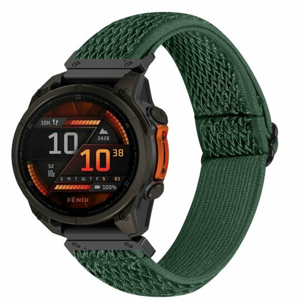 By Qubix - Geschikt voor Garmin bandje - 22mm Quickfit - Elastische Solo Loop nylon bandje - Donkergroen - Geschikt voor Garmin Fenix 9 / 9 pro - 47mm