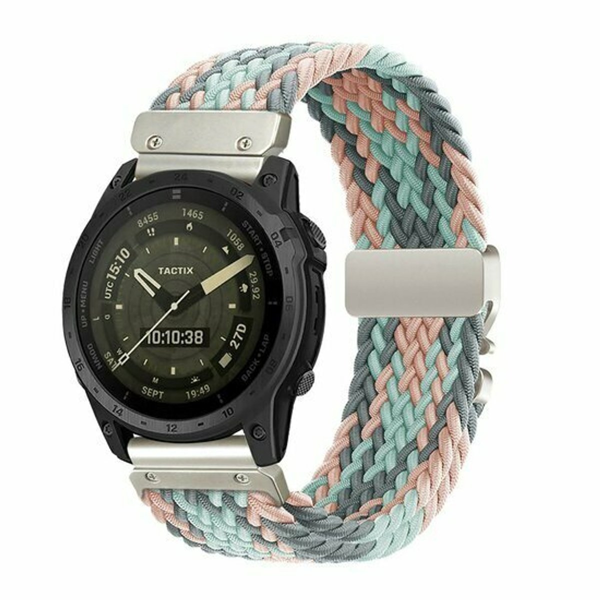 By Qubix - Geschikt voor Garmin bandje - 20mm Quickfit - Braided nylon band met parachute sluiting - Multicolor Pastel - Geschikt voor Garmin Fenix 9 / 9 pro - 43mm