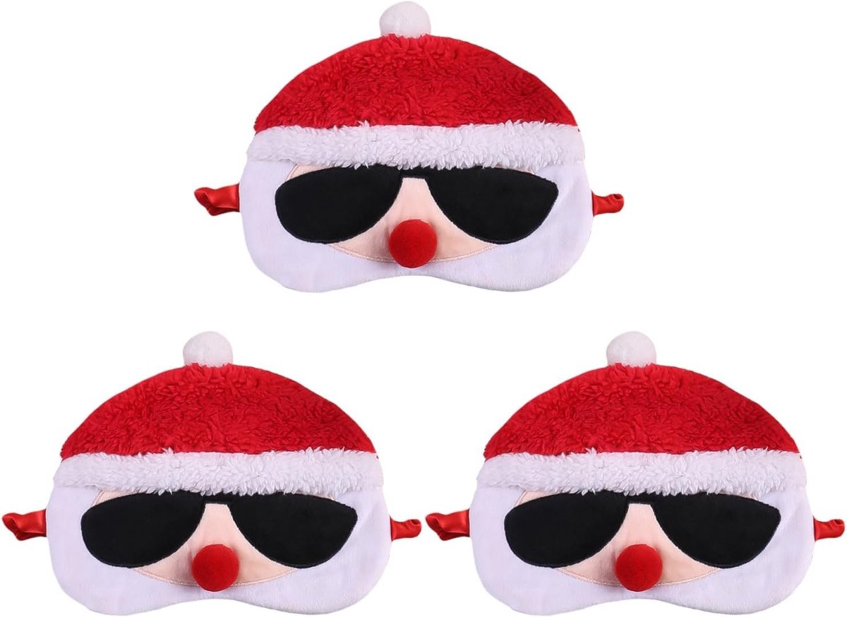 Grappige Pluche Oogmaskers voor Kerst - 3 Stuks Slaapmaskers voor Volwassenen en Kinderen, Perfect voor Feestdagen en Slapeloze Nachten