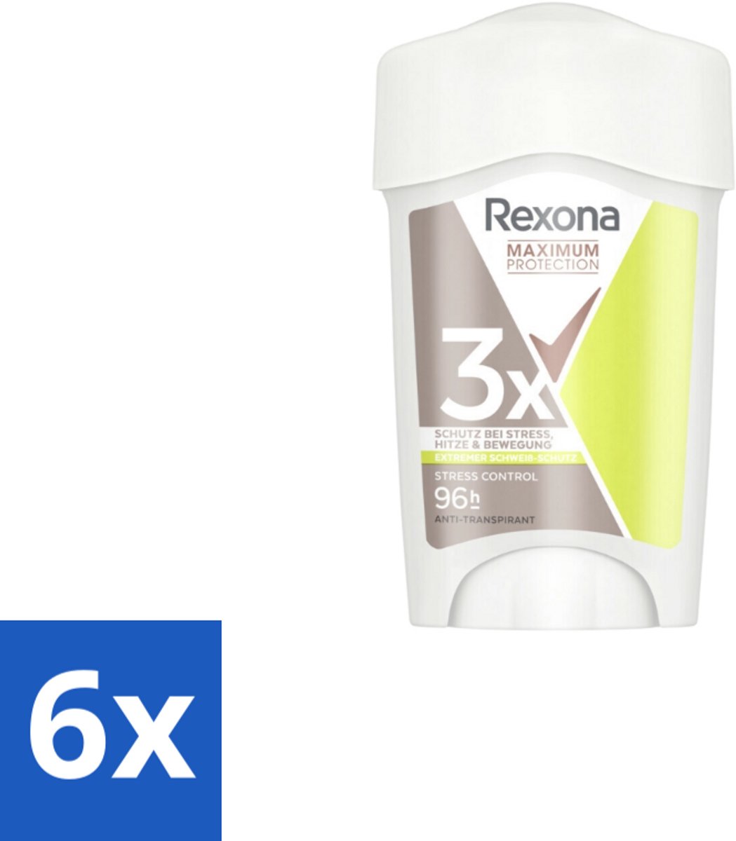 Rexona Deodorant Stick Cream Maximum Protection Stress Control 45 ml - Voordeelverpakking - 6 stuks