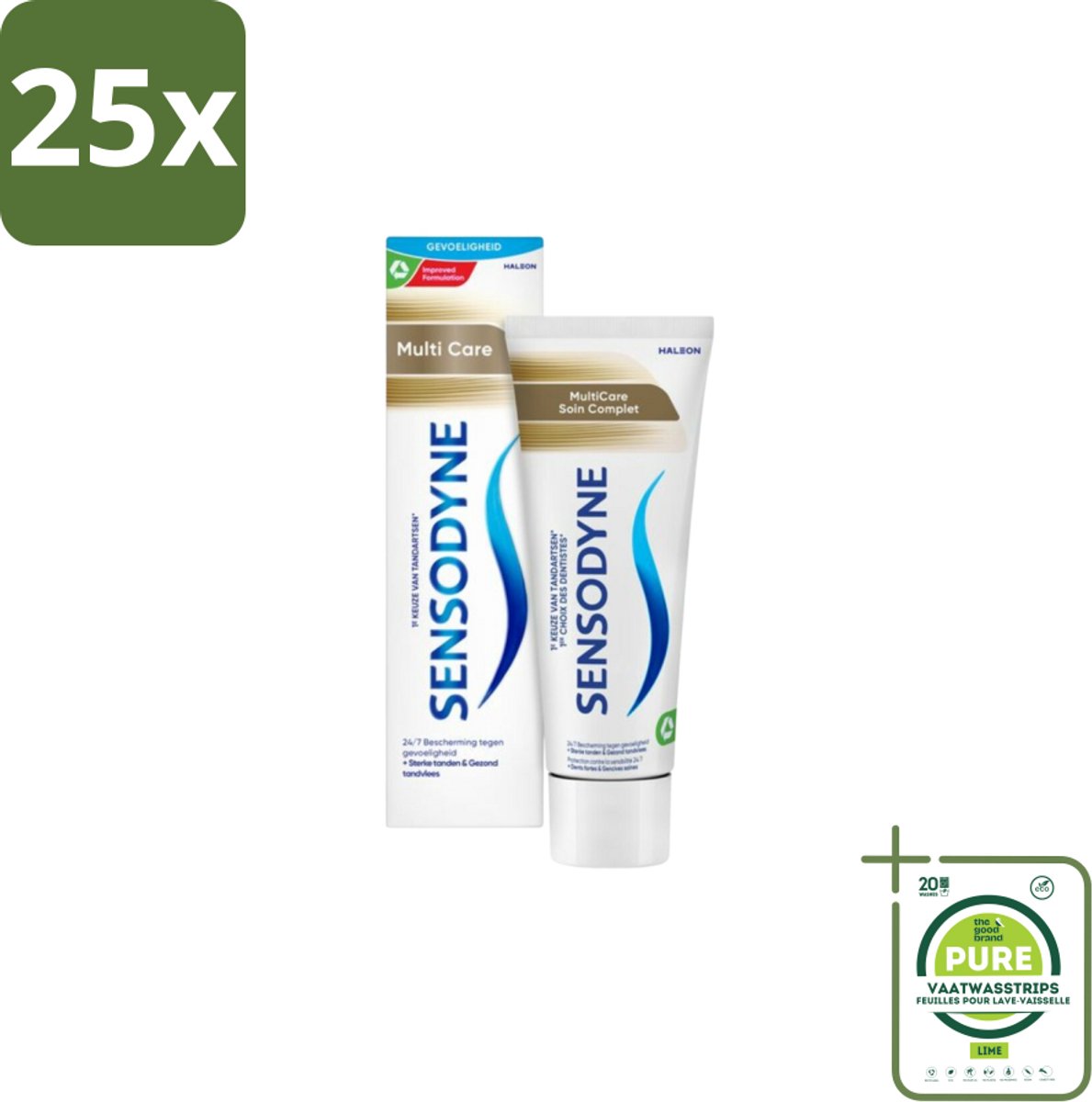 25 x Sensodyne Tandpasta MultiCare 75 ml - Grootverpakking - Gevoelige Tanden - Mondverzorging - Tandpasta - Tandgevoeligheid - Tandplak