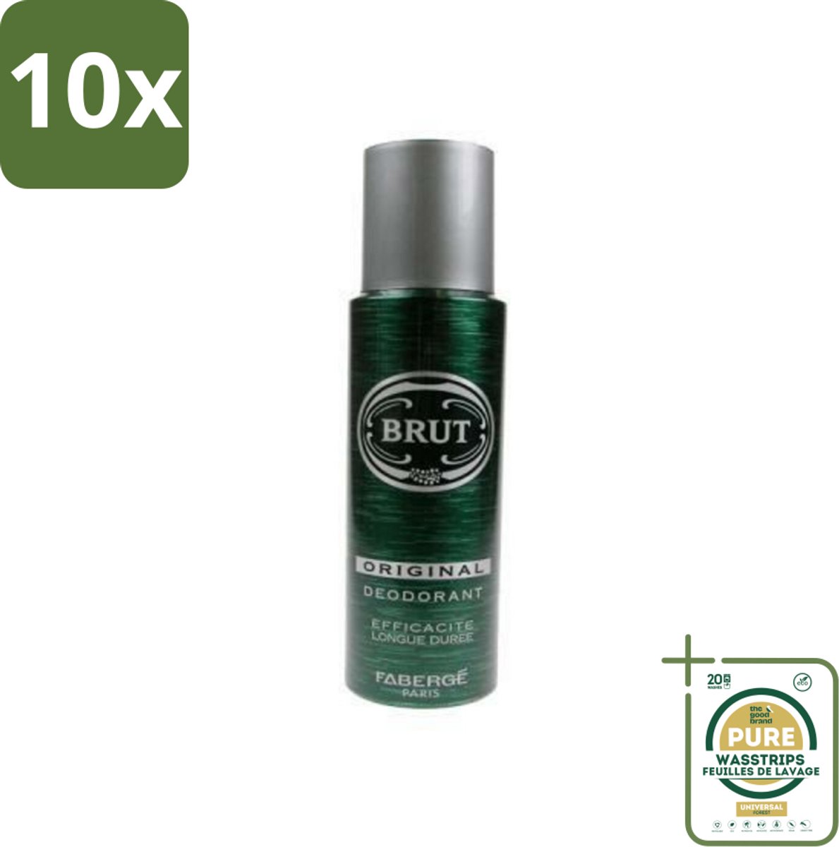 10 x Brut Deospray Original Brut 200 ml - Grootverpakking - Deodorant Spray - Mannelijke Geur - Langdurige Frisheid - Zweetbevochtiging - Klassieke Geur
