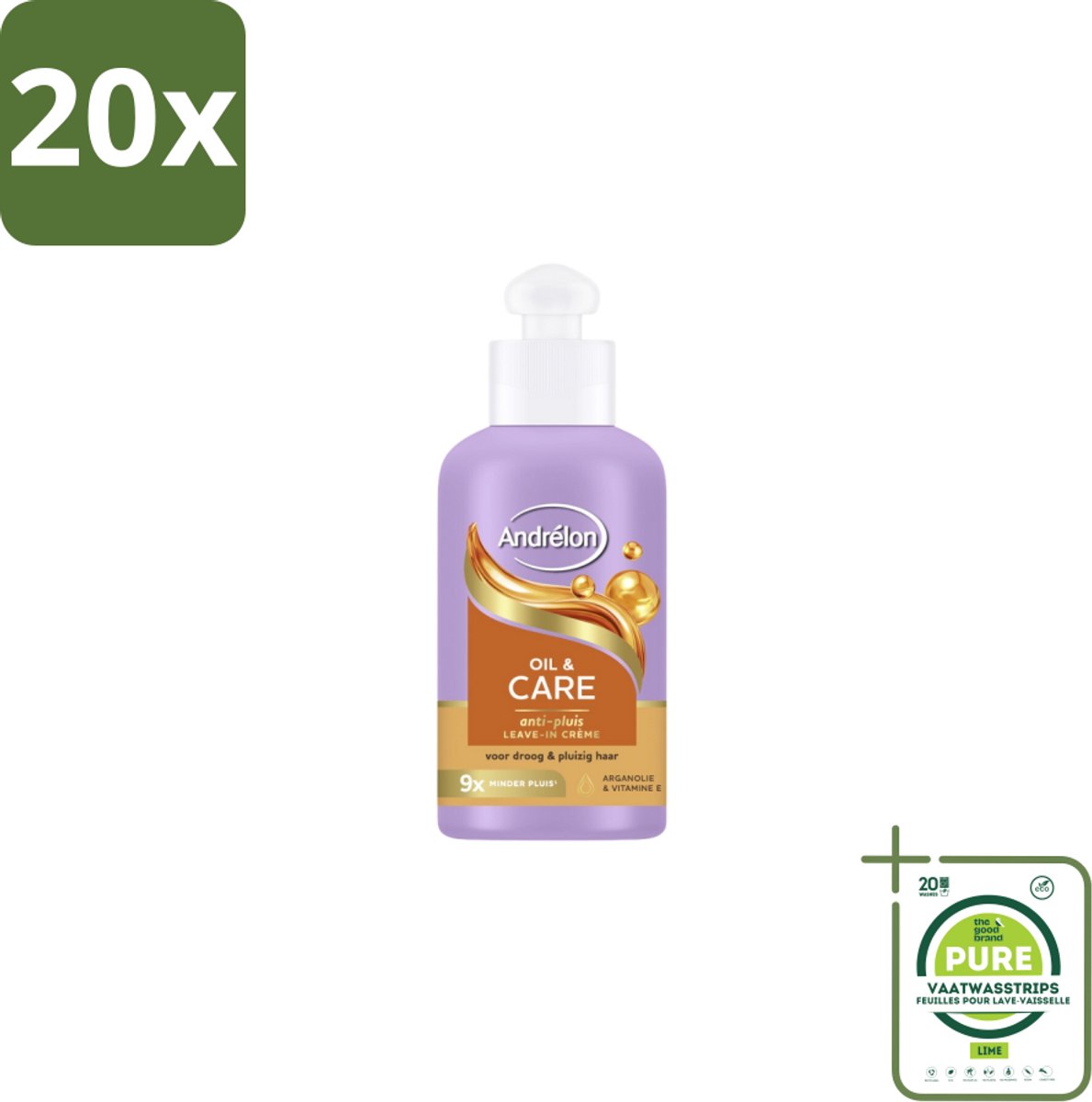 20 x Andrélon Leave-In Creme Oil & Care 200 ml - Grootverpakking - Haarkruid - Anti-pluis - Voedende Crème - Pluiscontrole - Droog Haar