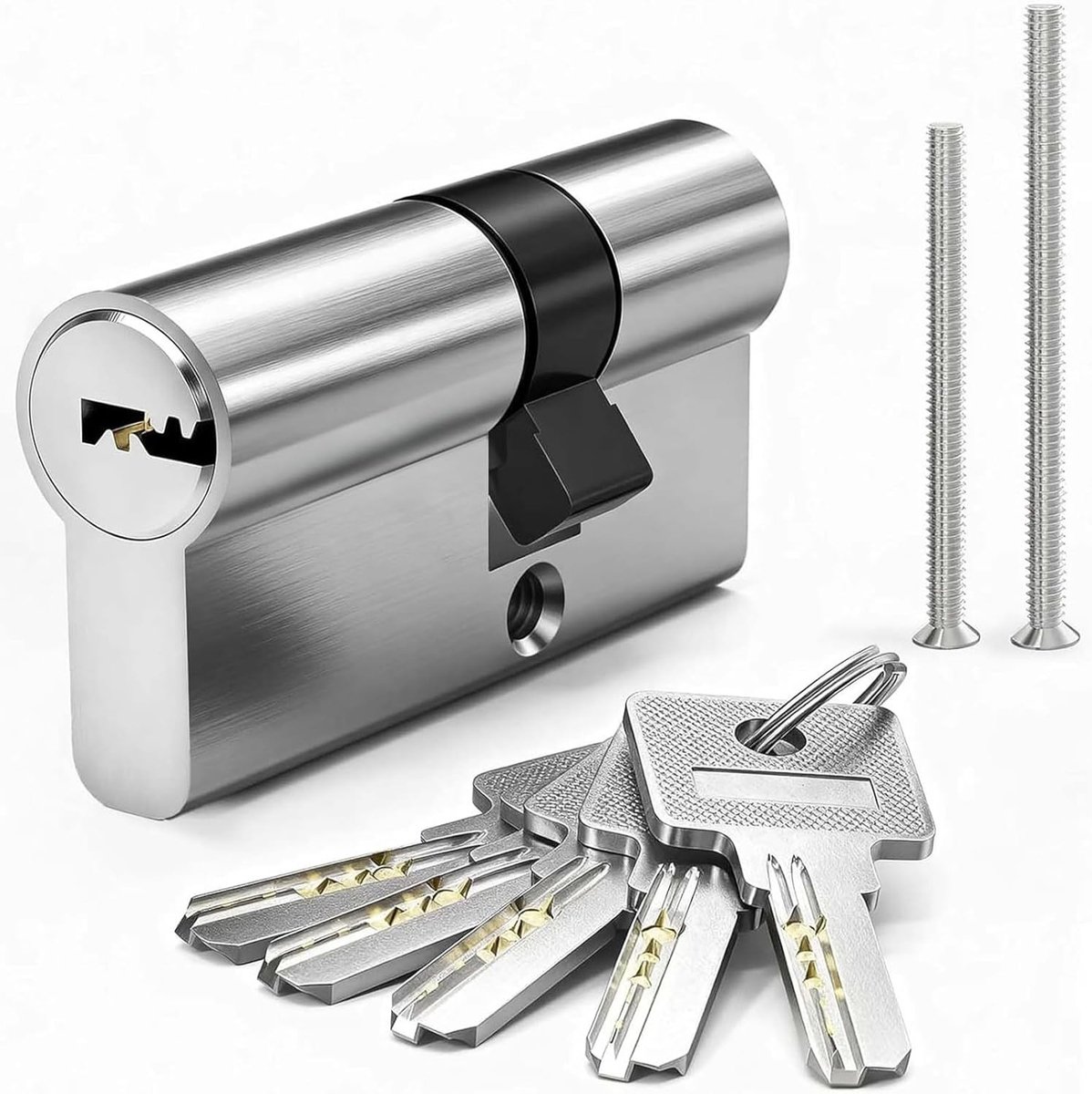 Slotcilinder 30/45 mm, profielcilinder, eurocilinderslot met 5 messing sleutels, veilig en duurzaam slot voor deuren