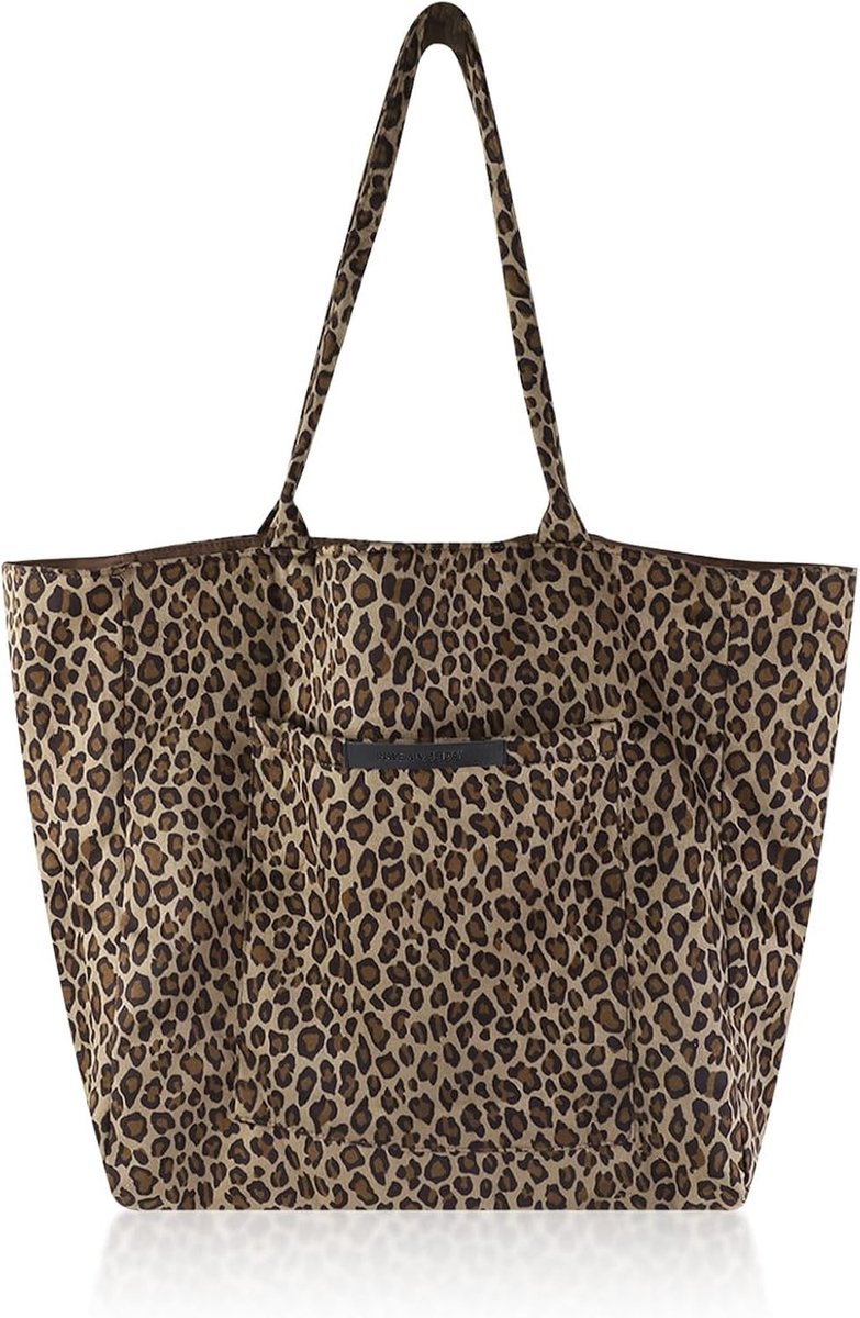 Stijlvolle Corduroy Shopper Tas voor Vrouwen, Grote Capaciteit, Geschikt voor Kantoor en Winkelen, Trendy Luipaardpatroon, Perfect voor Dagelijks Gebruik