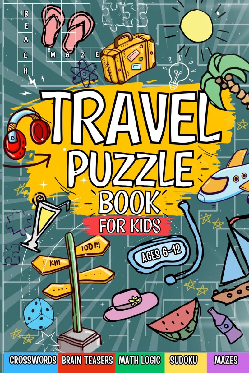 Travel Puzzle Book For Kids: Ideal For Road Trips - Includes Mazes, Word Searches, Sudoku, Crosswords And More - ShopVlot