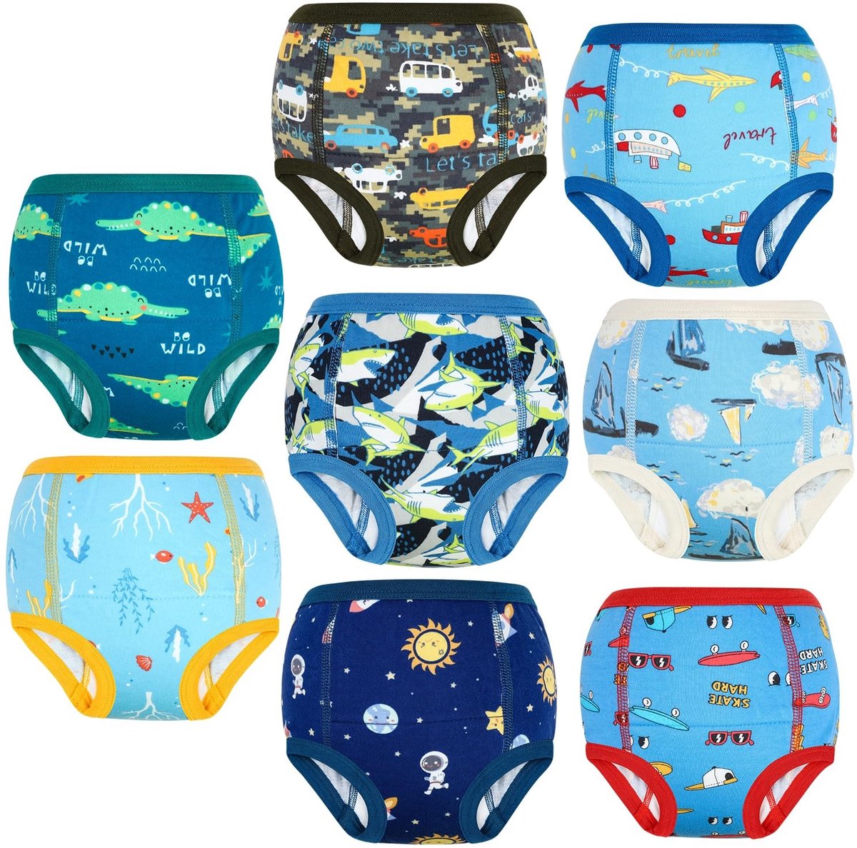 Elzusha - Set van 8 Katoenen Potty Training Broekjes voor Kinderen