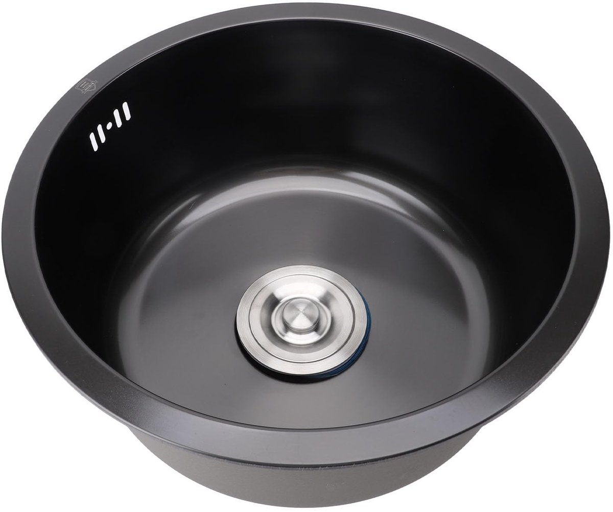 Elzusha - Professionele Nano Zwarte RVS Keuken Spoelbak met Één Kom