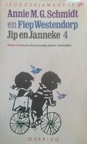 Boek "Jip en Janneke 4" met illustratie van Jip en Janneke op een fiets.