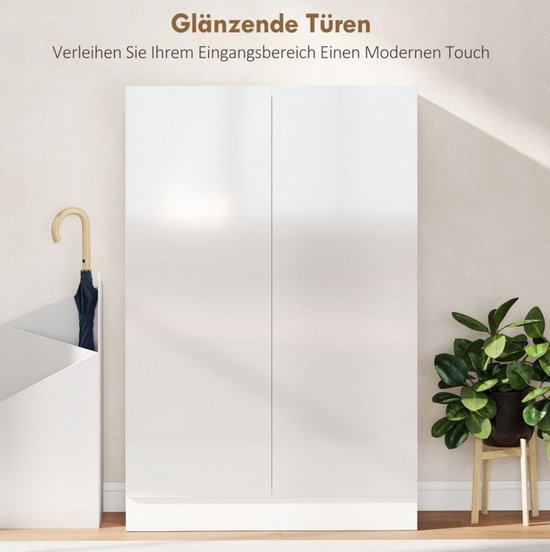 STILVORA Schoenenkast - 5 Niveaus Met Verstelbare Planken En Softclose Deuren - Voor Hal En Gang - Hout - 72x34,5x103 Cm - Wit — afbeelding 3