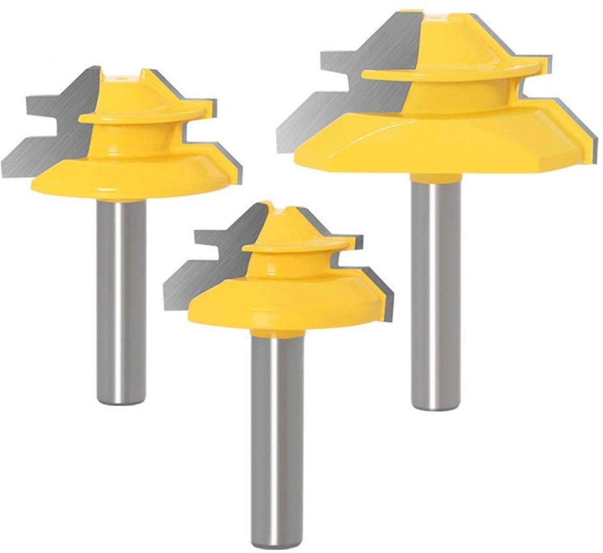 Elzusha - 45 Graden Lock Mitre Router Bit voor Houtbewerking (3 Stuks)