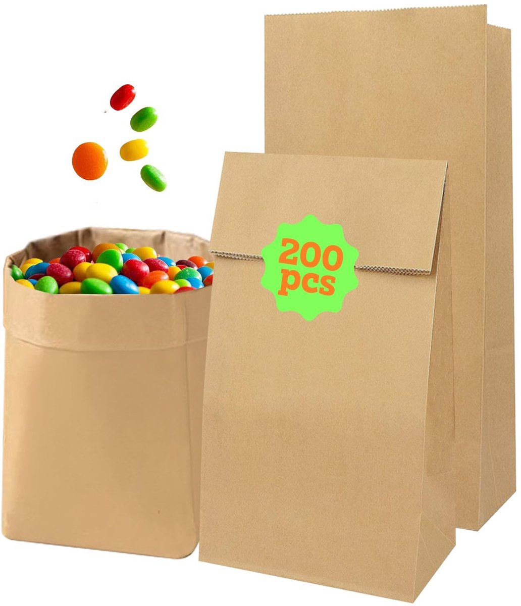 Elzusha - 200 Stuks Kraft Papieren Tassen - 9 x 5,5 x 17 cm Voor Cadeaus