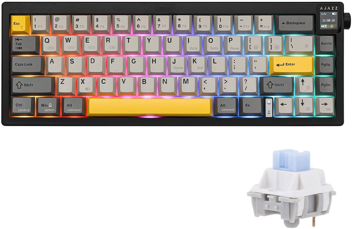 Elzusha - Draadloos Mechanisch Gaming Toetsenbord met TFT Scherm en RGB