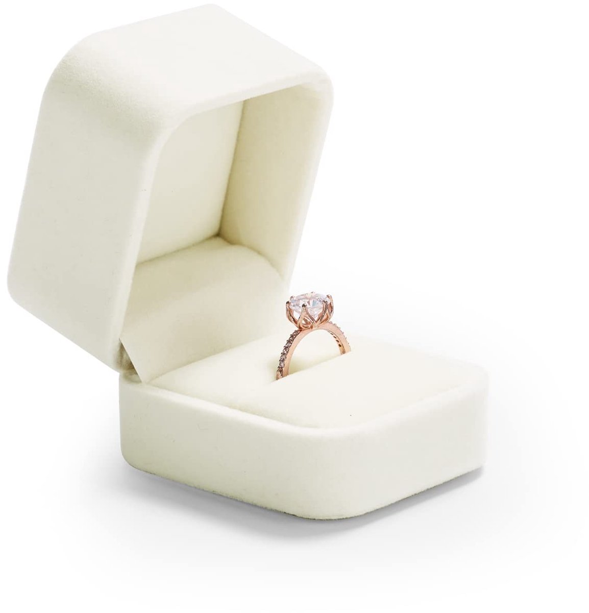 Elzusha - Vintage Sieradenbox van Wit Velvet voor Ringen en Oorbellen
