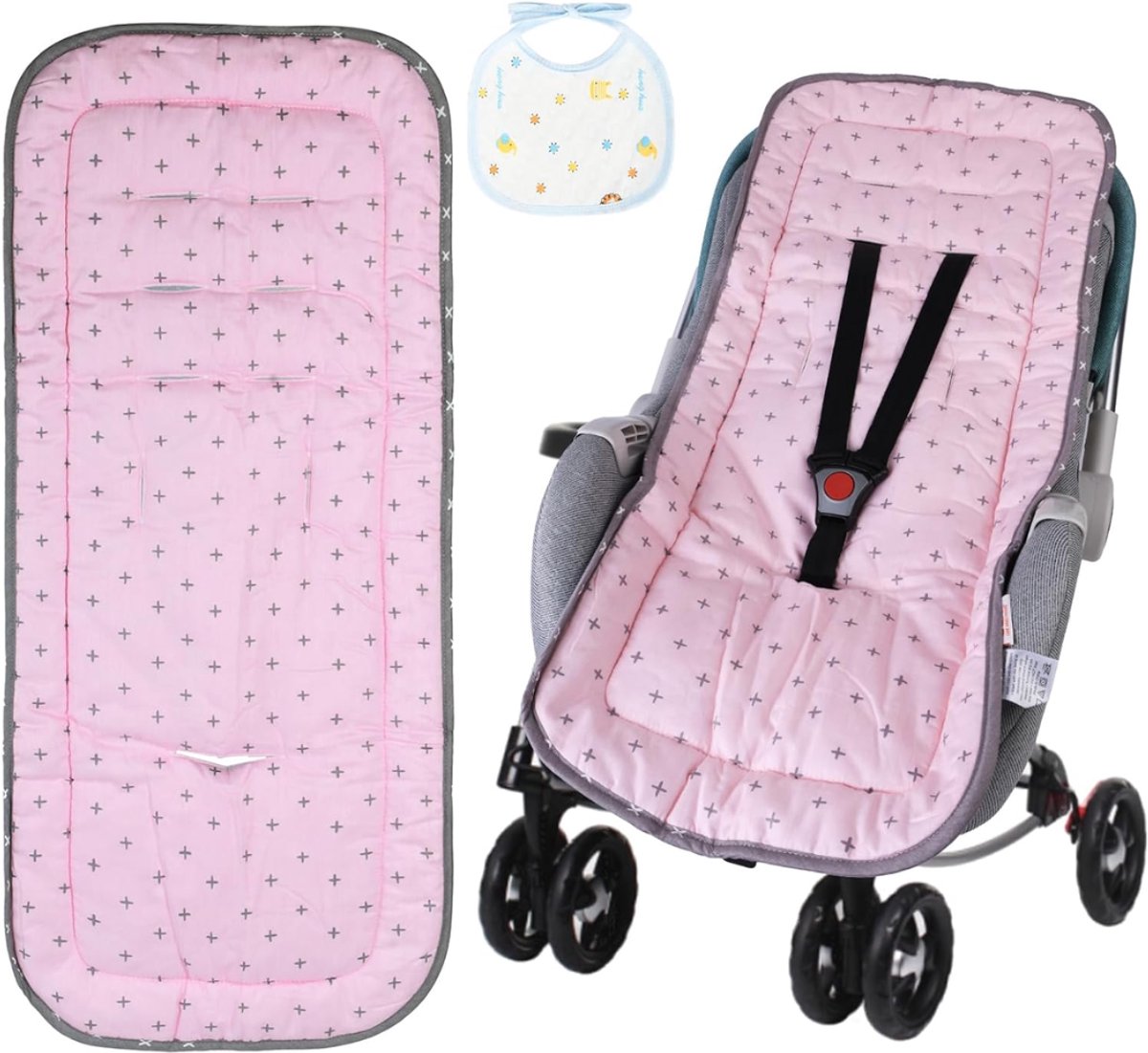 Allvia® Buggy Inlegkussens - Guggy Inleg - Buggy's - Roze/Grijs - 28cm x 18cm x 4cm
