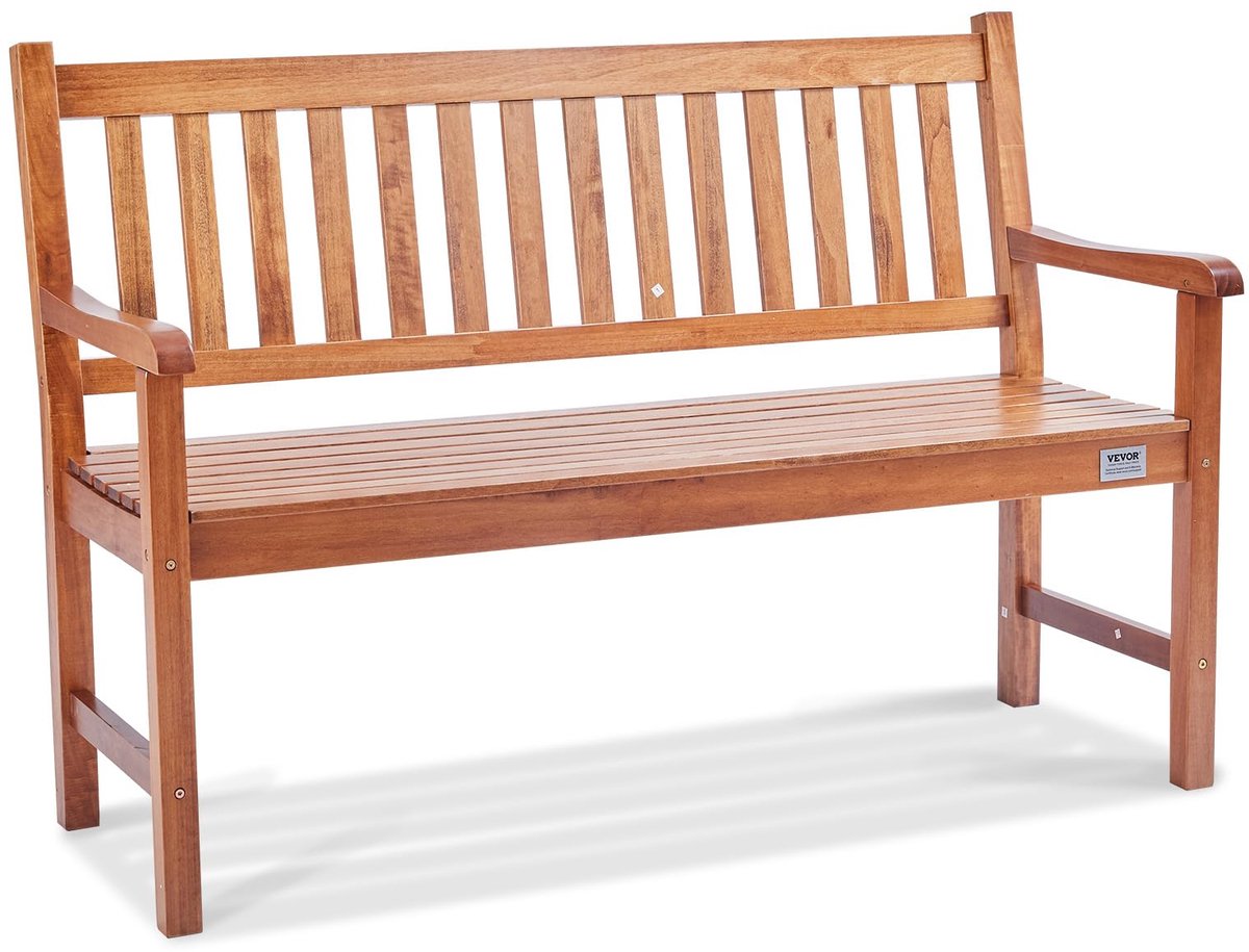 VEVOR Tuinbank, terrasbank van hout, 127 cm, 363 kg draagkracht, 3 personen, tuin- en parkeerbank met rugleuning en - ShopVlot