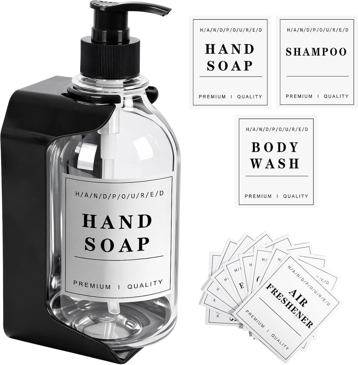 Muurbevestigde Zeepdispenser 500 ml voor Badkamer, Keuken en Hotel met Waterdichte Labels en Navulbare Functie
