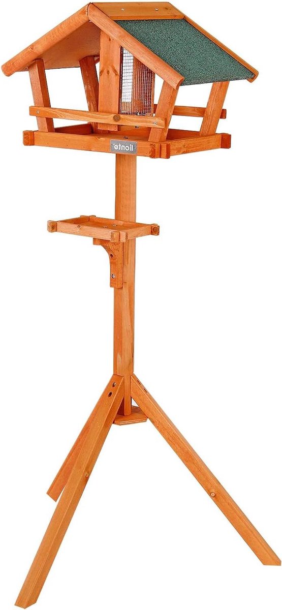 Vogelhuis - Voederhuisje - Vogels Voeren - Weerbestendig Dak - 45x30x120 cm - Houtkleur
