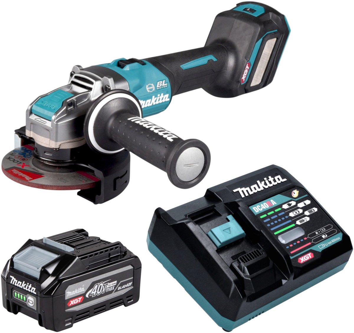 Makita GA 041 GZ Accu haakse slijper 40 V max. 125 mm X-LOCK Brushless Solo - zonder accu, zonder lader