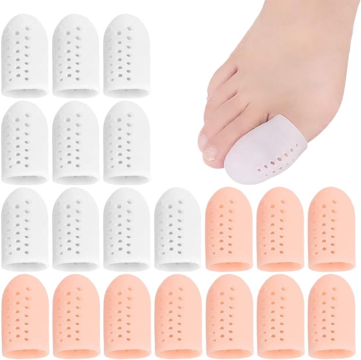 Set van 20 Ademende Teenbeschermers voor Grote Tenen en Eeltbescherming, Comfort en Bescherming