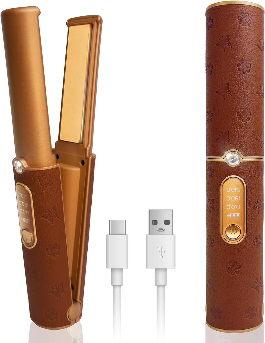 Draadloze Haarstyler - Reis Stijltang - Onderweg Fijn Zien - 2-in-1 Stijlen Krullen - 5000mAh Batterij - Zwart