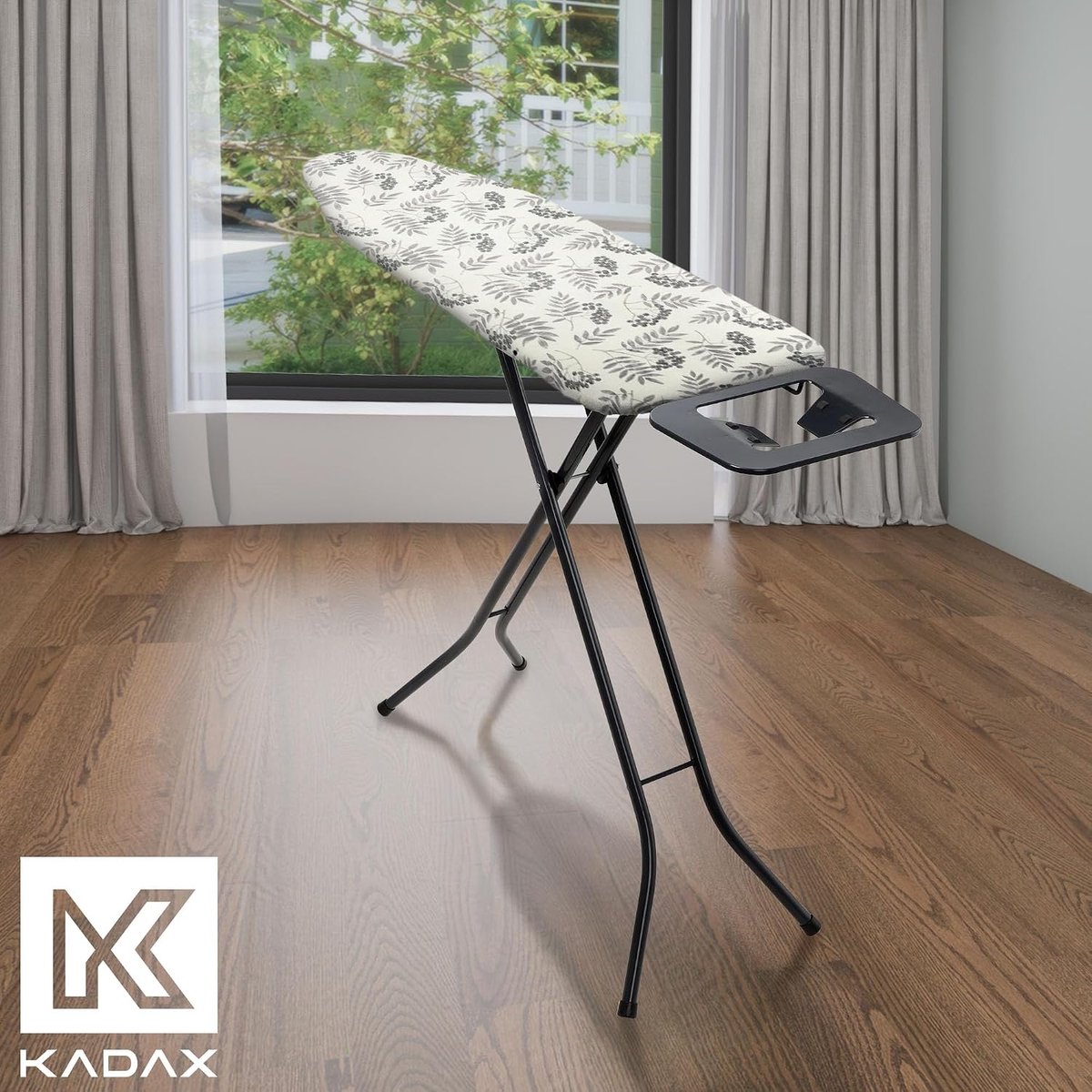 Strijkplankhoes Katoen - Strijkhoes Stof - Strijkgoed Kreukvrij - Met Trekkoord - 112x32 cm - Grijs Blad
